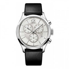 Calvin Klein Masculine Chronograph White Dial Black Leather Strap Watch for Men - K2H27120 Watches Calvin Klein   