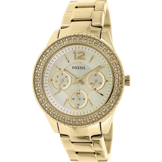 Fossil Stella Multifunction Gold Dial Gold Steel Strap Watch for Women - ES3589 Watches Fossil   