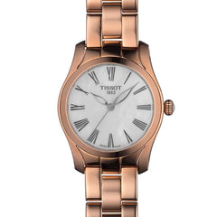 Tissot T Wave Mother of Pearl Dial Rose Gold Stainless Steel Watch For Women - T112.210.33.113.00 Watches Tissot   