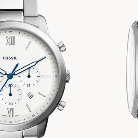 Fossil Neutra Chronograph White Dial Silver Steel Strap Watch for Men - FS5433 Watches Fossil   