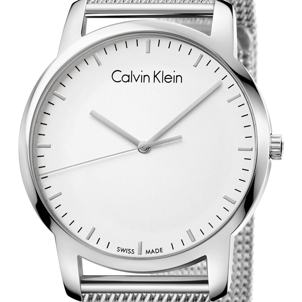 Calvin Klein City Chronograph White Dial Silver Mesh Bracelet Watch for Men - K2G2G126 Watches Calvin Klein   