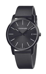 Calvin Klein City Quartz Black Dial Black Leather Strap Watch for Men - K2G2G4CX Watches Calvin Klein   