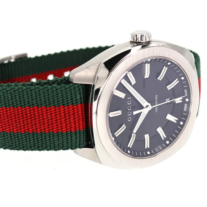 Gucci GG2570 Black Dial Green & Red Nylon Strap Watch For Men - YA142305 Watches Gucci   