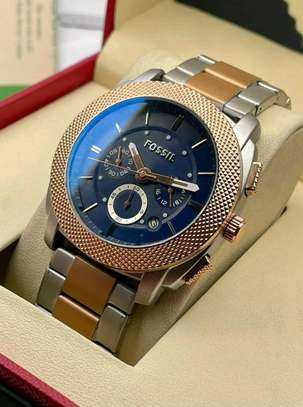 Fossil Machine Blue Dial Two Tone Steel Strap Watch for Men - FS5037 Watches Fossil   