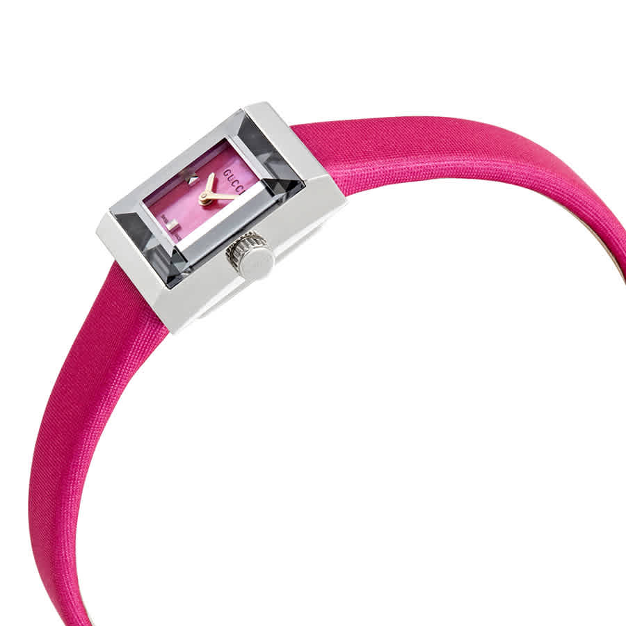 Gucci G-Frame Square Fuchsia Mother of Pearl Dial Fuchsia Leather Strap Watch For Women - YA128533 Watches Gucci   