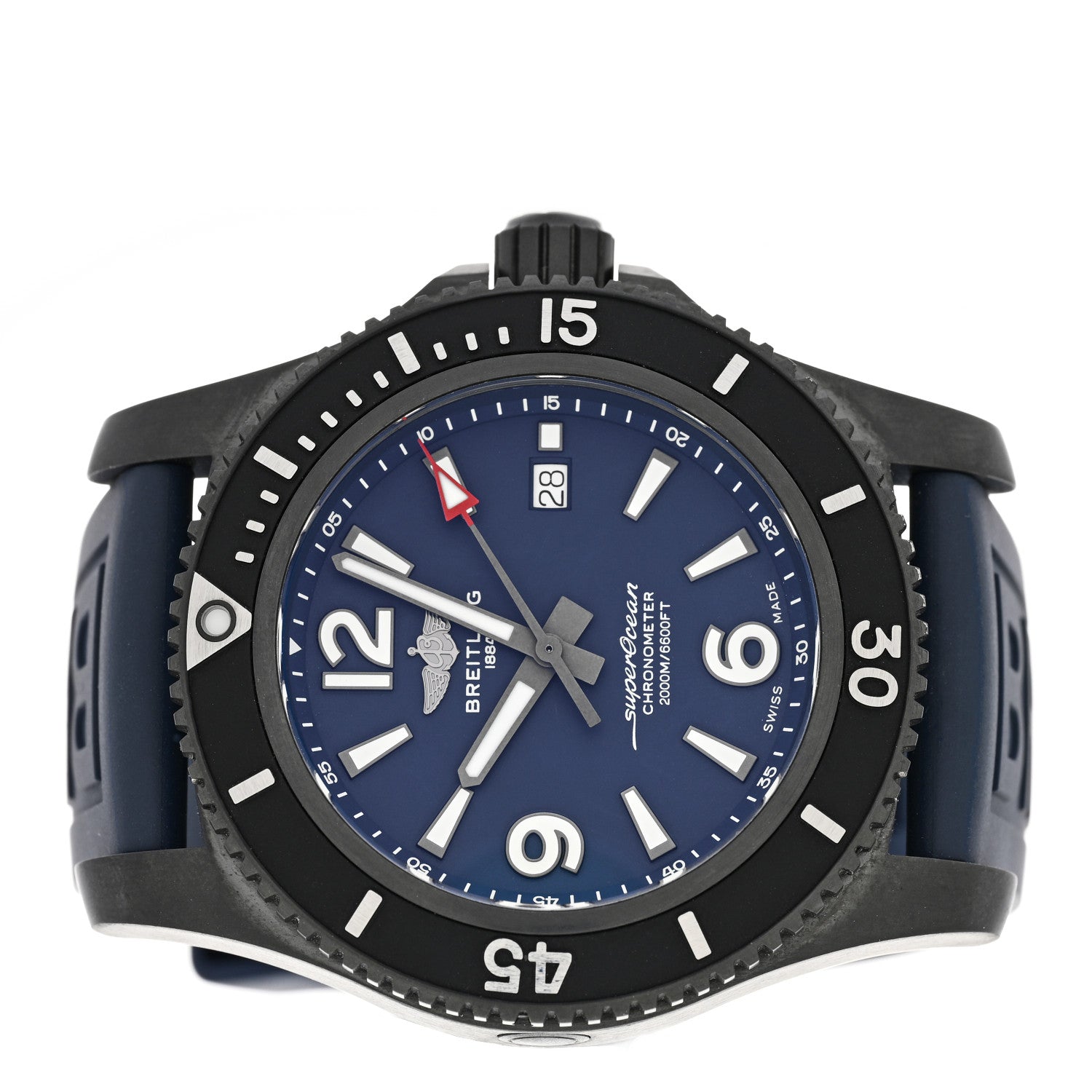 Breitling Superocean Automatic 46mm Blue Dial Blue Rubber Strap Watch for Men - M17368D71C1S1 Watches Breitling   