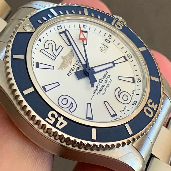 Breitling Superocean 42mm White Dial Silver Steel Strap Watch for Men - A17366D81A1A1 Watches Breitling   