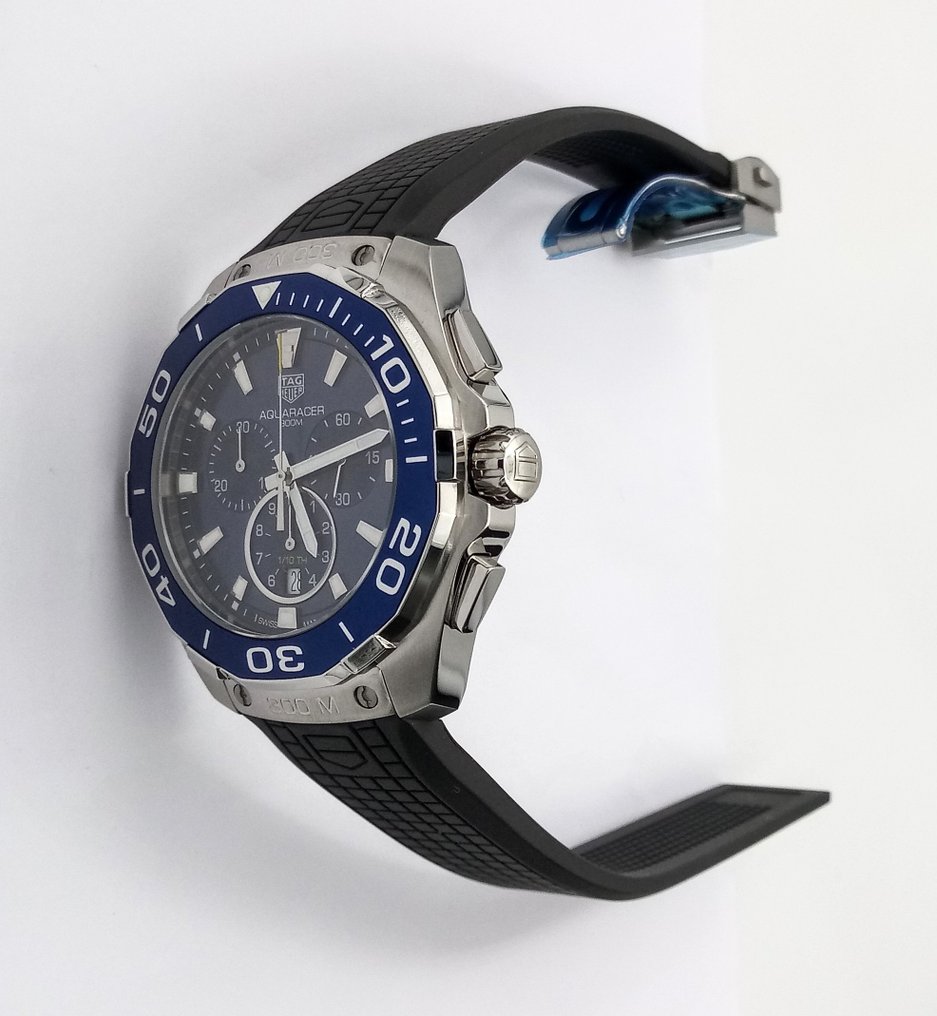 Tag Heuer Aquaracer Chronograph Blue Dial Black Rubber Strap Watch for Men - CAY111B.FT6041 Watches Tag Heuer   