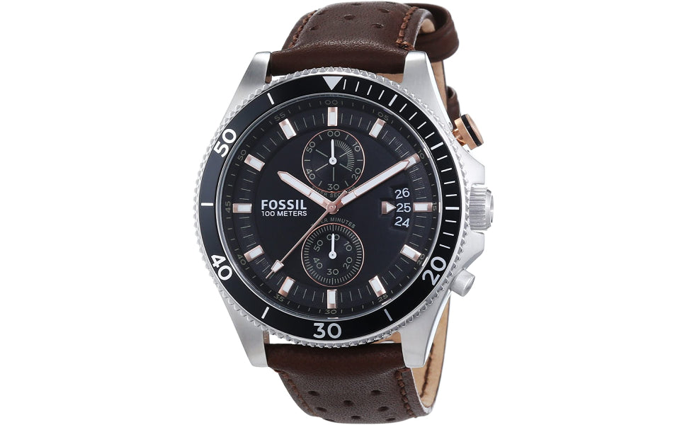 Fossil Wakefield Black Dial Brown Leather Strap Watch for Men - CH2944 Watches Fossil   