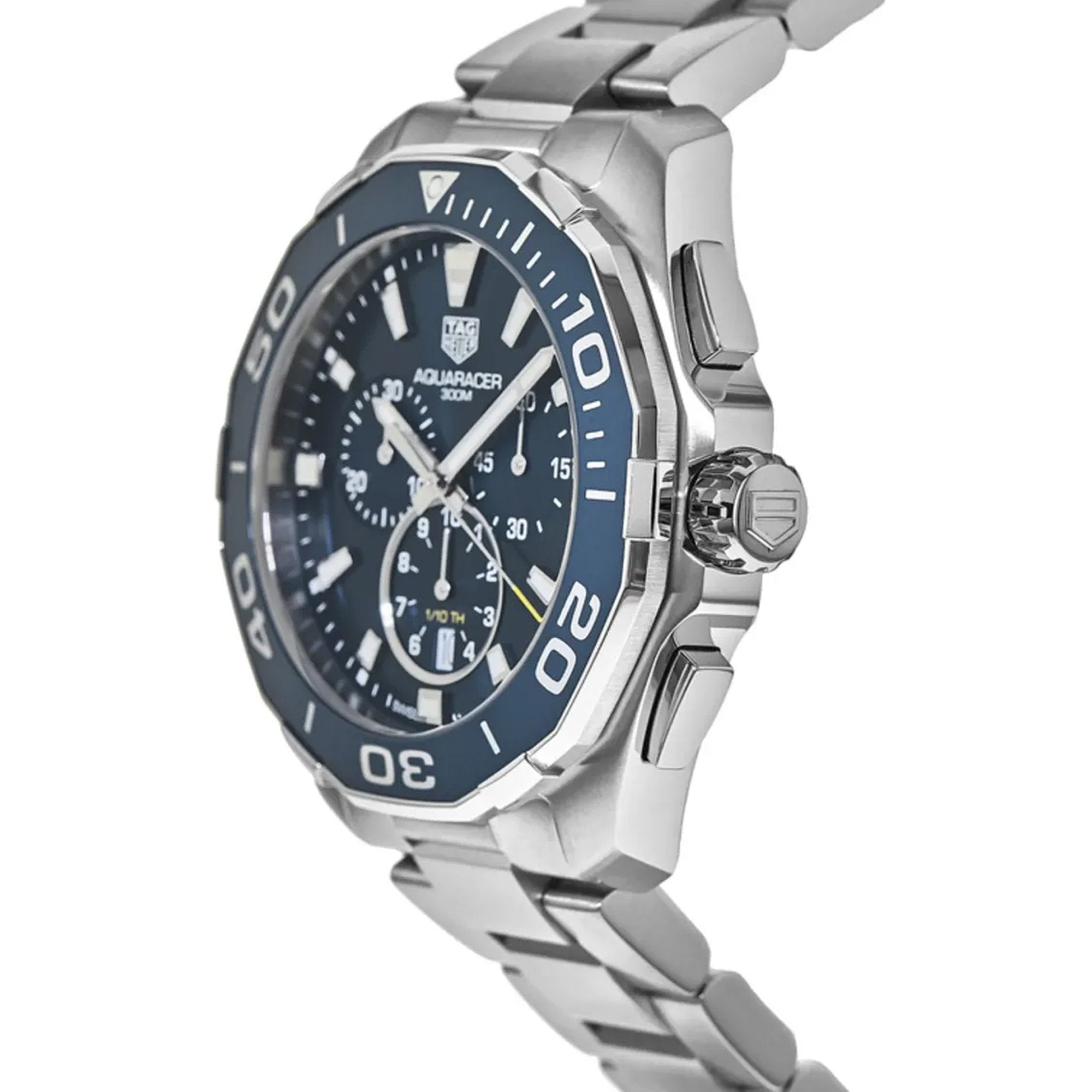 Tag Heuer Carrera Aquaracer Blue Dial SIlver Steel Strap Watch for Men - CAY111B.BA0927 Watches Tag Heuer   