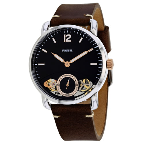 Fossil The Commuter Twist Black Dial Brown Leather Strap Watch for Men -  ME1165 Watches Fossil   