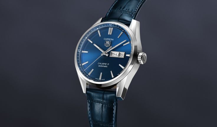 Tag Heuer Carrera Calibre 5 Automatic Blue Dial Blue Leather Strap Watch for Men - WAR201E.FC6292 Watches Tag Heuer   