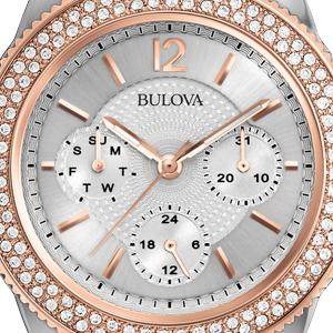 Bulova Crystal Collection Silver Dial Two Tone Steel Strap Watch for Women - 98N100 Watches Bulova   