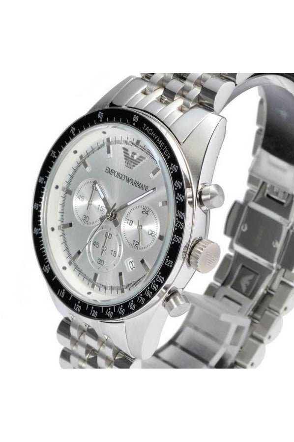 Emporio Armani Sportivo Chronograph Silver Dial Silver Stainless Steel Watch For Men - AR6073 Watches Emporio Armani   