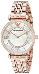 Emporio Armani Gianni T Bar Mother of Pearl Rose Gold Stainless Steel Strap Watch For Women - AR1909 Watches Emporio Armani   