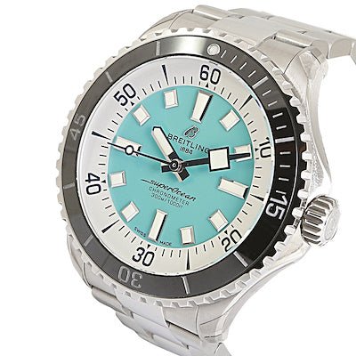 Breitling Superocean Automatic 44mm Turquoise Dial Silver Steel Strap Watch for Men - A17376211L2A1 Watches Breitling   