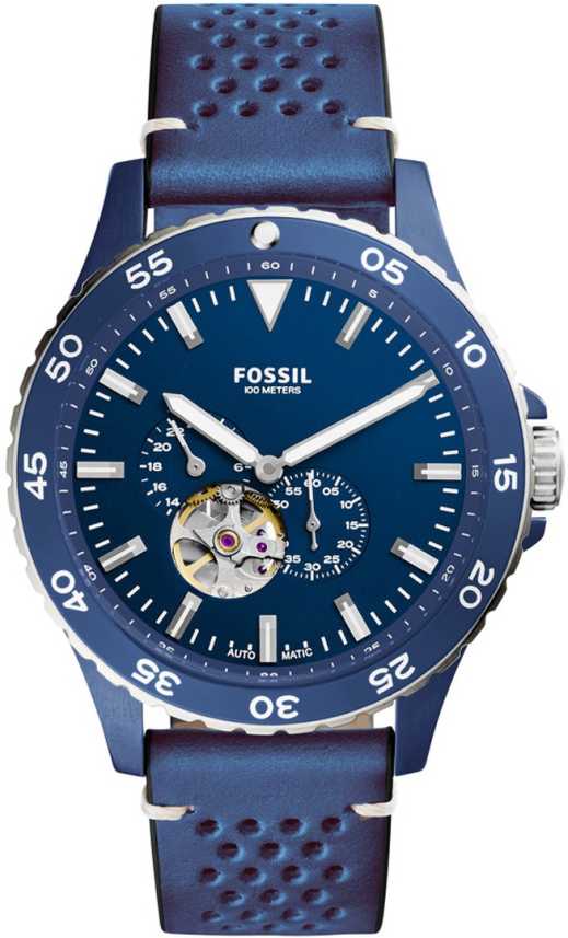 Fossil Crewmaster Sports Automatic Blue Dial Blue Rubber Strap Watch for Men - ME3149 Watches Fossil   