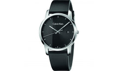 Calvin Klein City Quartz Black Dial Black Leather Strap Watch for Men - K2G2G1C1 Watches Calvin Klein   