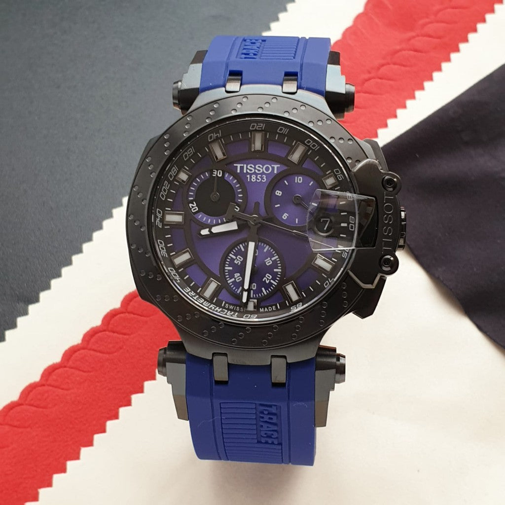 Tissot T Race Chronograph 42mm Blue Dial Blue Silicon Strap Watch For Men - T115.417.37.041.00 Watches Tissot   