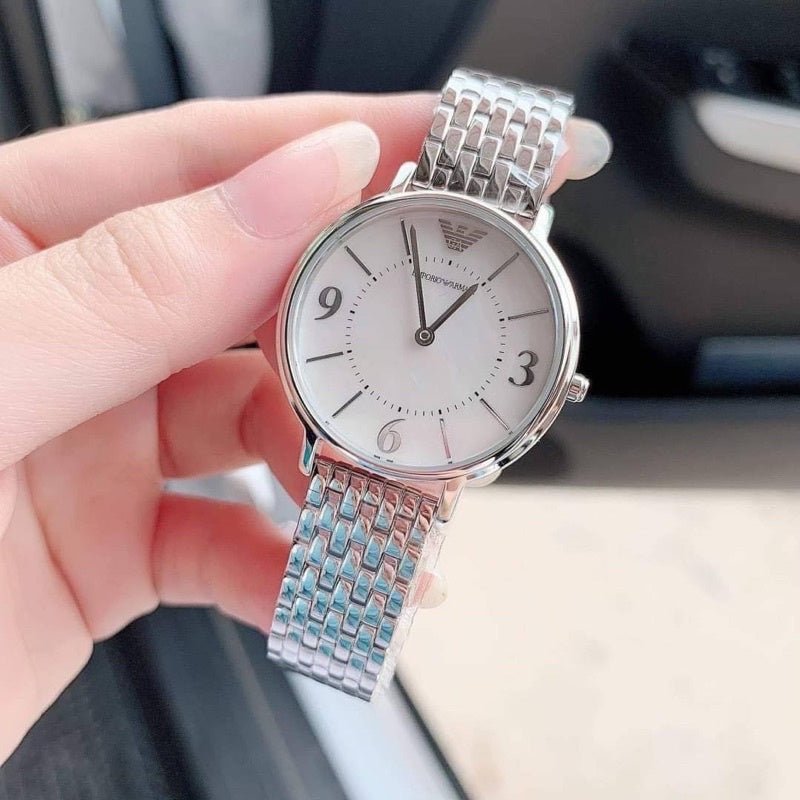 Emporio Armani Mother of Pearl Dial Silver Stainless Steel Watch For Women - AR2507 Watches Emporio Armani   