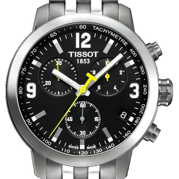 Tissot PRC 200 Chronograph Black Dial Silver Stainless Steel Watch For Men - T114.417.11.057.00 Watches Tissot   