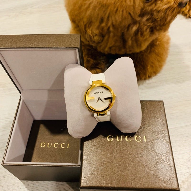 Gucci G Interlocking White Dial White Leather Strap Watch For Women - YA133327 Watches Gucci   