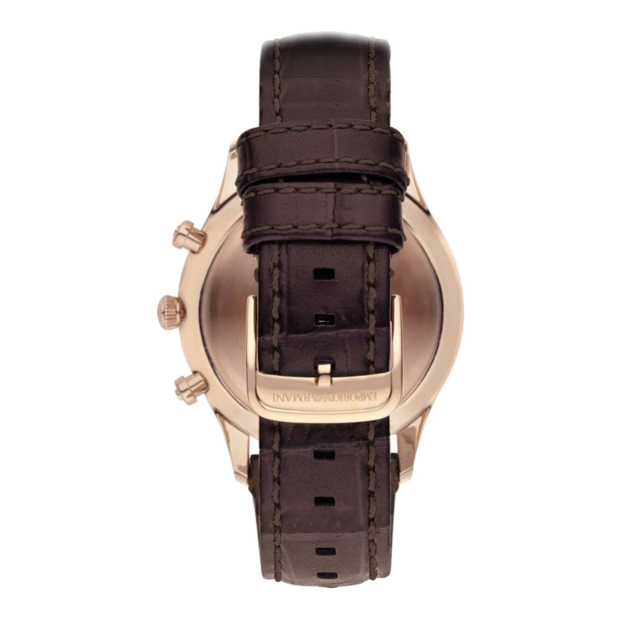 Emporio Armani Meccanico White Skeleton Dial Brown Leather Strap Watch For Men - AR60005 Watches Emporio Armani   