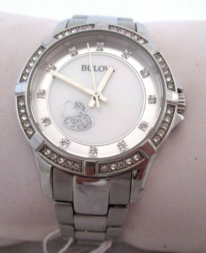 Bulova Crystal Silver Dial Silver Steel Strap Watch for Women - 96L226 Watches Bulova   