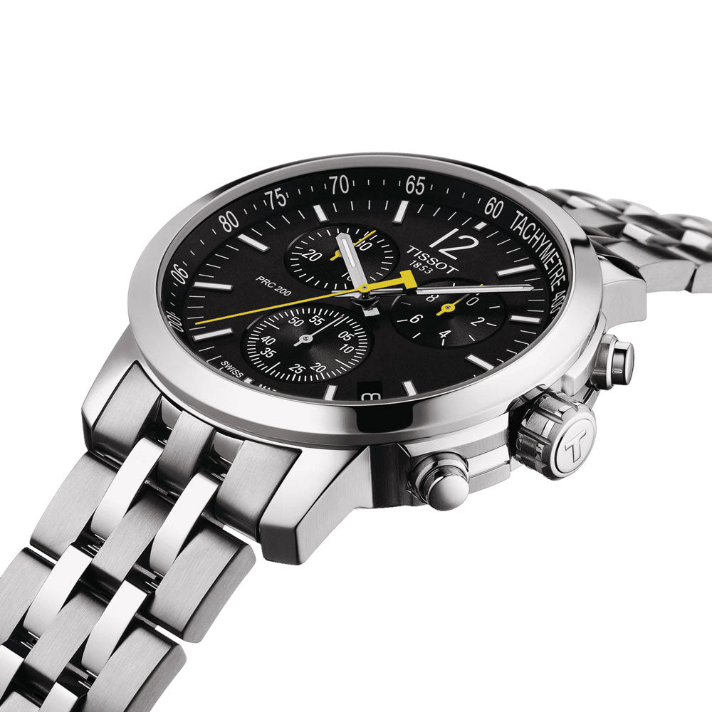 Tissot PRC 200 Chronograph Black Dial Silver Stainless Steel Watch For Men - T114.417.11.057.00 Watches Tissot   