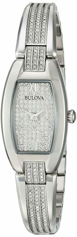 Bulova Crystal Collection Silver Dial Silver Steel Strap Watch for Women - 96L235 Watches Bulova   