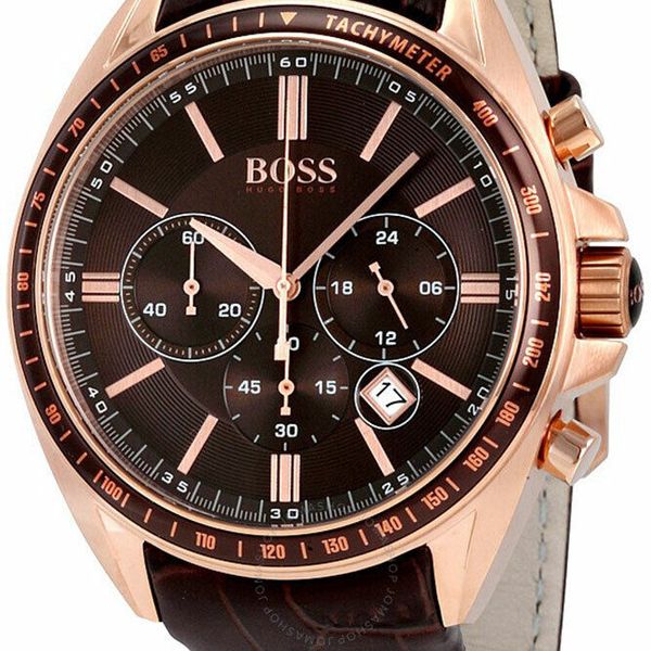 Hugo Boss Driver Black Dial Black Leather Strap Watch for Men - 1513092 Watches Hugo Boss   