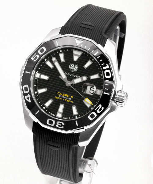 Tag Heuer Aquaracer Calibre 5 Automatic Black Dial Black Rubber Strap Watch for Men - WAY201A.FT6142 Watches Tag Heuer   