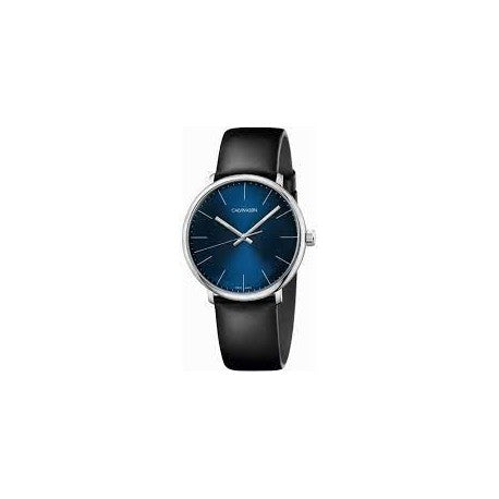 Calvin Klein High Noon Quartz Blue Dial Black Leather Strap Watch for Men - K8M211CN Watches Calvin Klein   