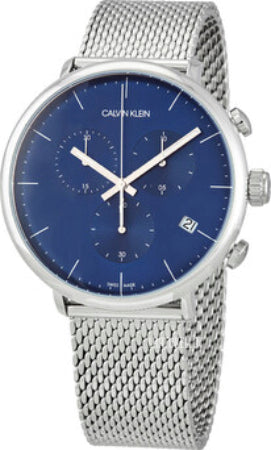 Calvin Klein High Noon Chronograph Blue Dial Silver Mesh Bracelet Watch for Men - K8M2712N Watches Calvin Klein   