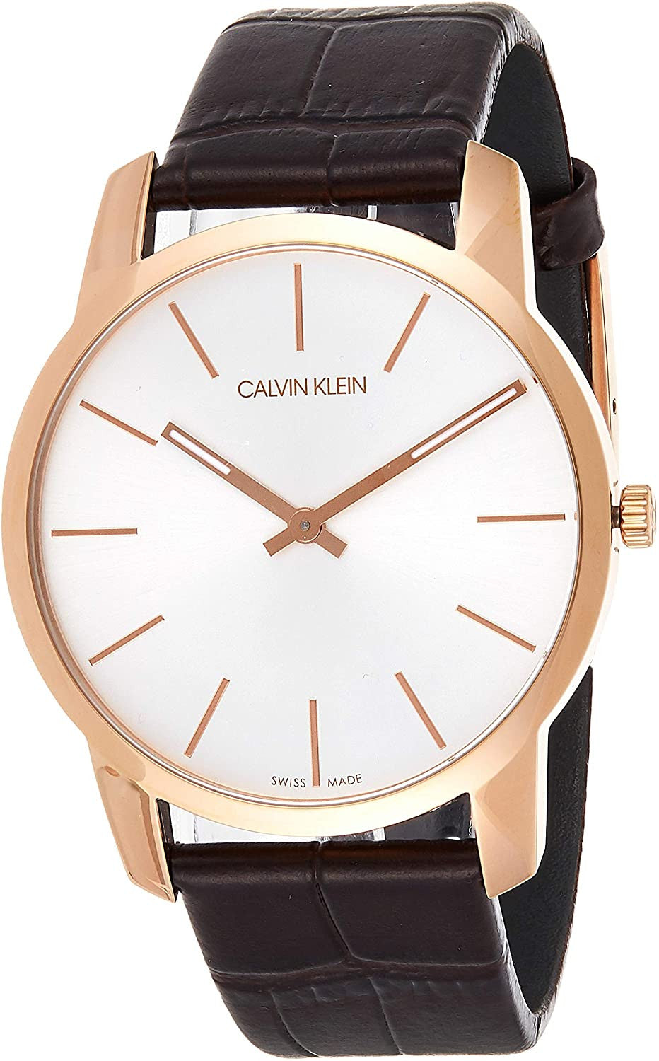 Calvin Klein City White Dial Brown Leather Strap Watch for Men - K2G21629 Watches Calvin Klein   