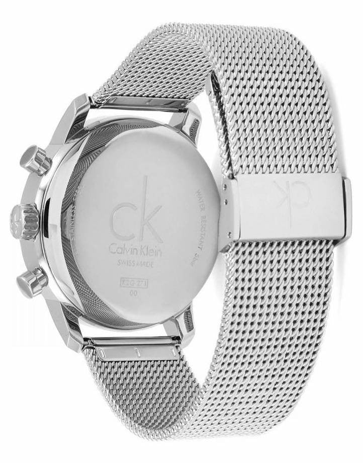 Calvin Klein City Chronograph White Dial Silver Mesh Bracelet Watch for Men - K2G27126 Watches Calvin Klein   