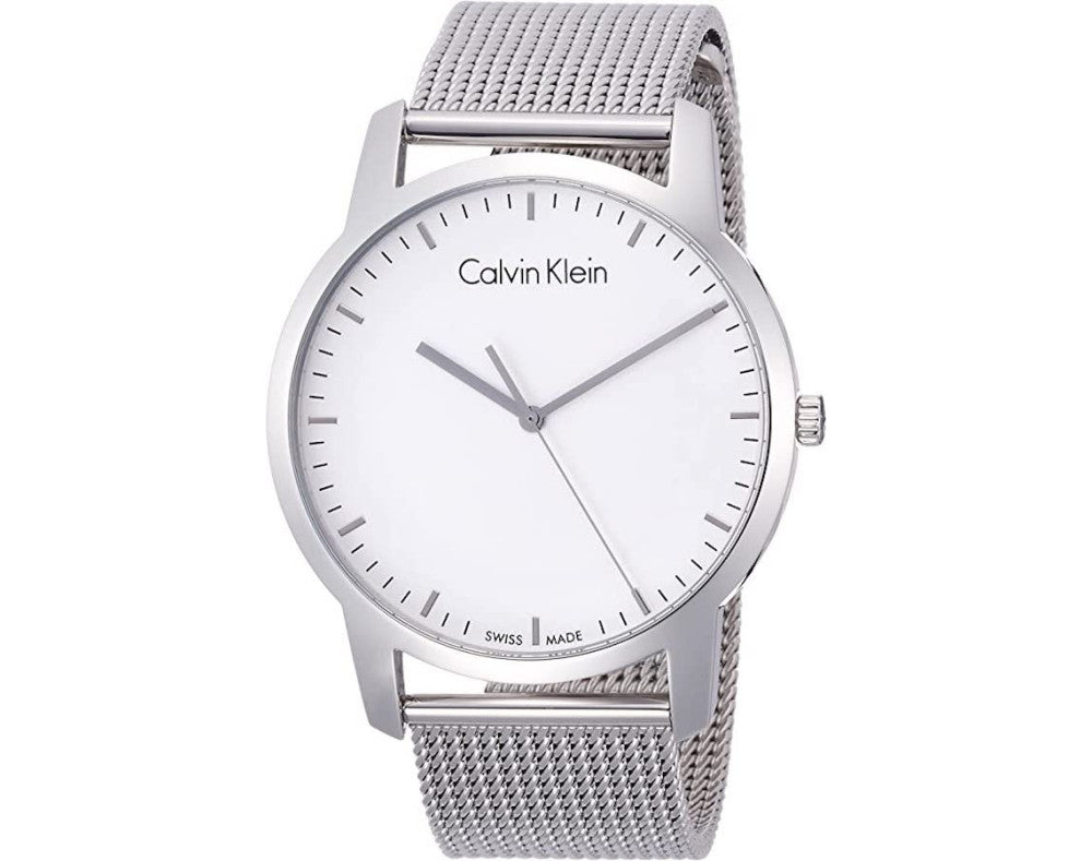 Calvin Klein City Chronograph White Dial Silver Mesh Bracelet Watch for Men - K2G2G126 Watches Calvin Klein   