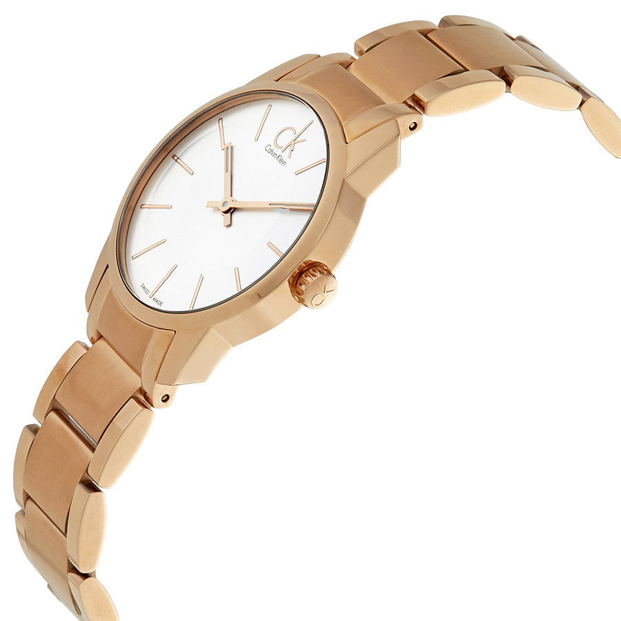 Calvin Klein City White Mother of Pearl Dial Rose Gold Steel Strap Watch for Women - K2G23646 Watches Calvin Klein   