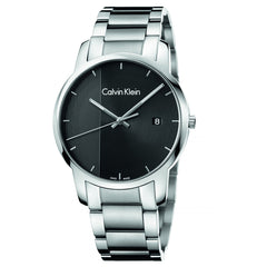 Calvin Klein City Chronograph Black Dial Silver Steel Strap Watch for Men - K2G2G14Y Watches Calvin Klein   