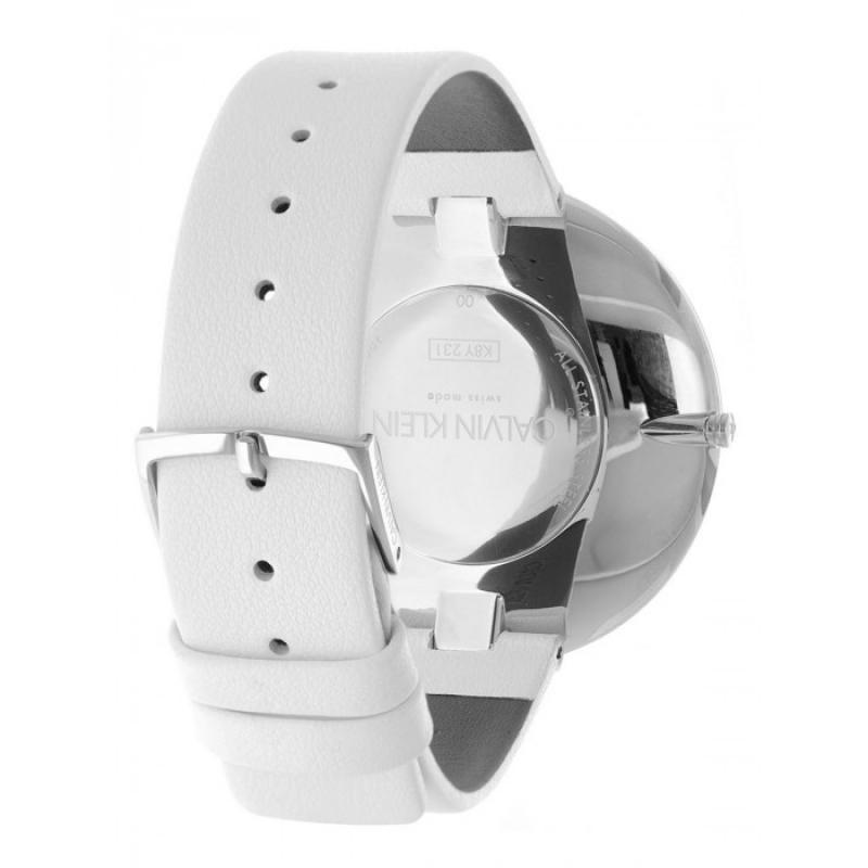 Calvin Klein Full Moon White Dial White Leather Strap Watch for Women - K8Y231L6 Watches Calvin Klein   