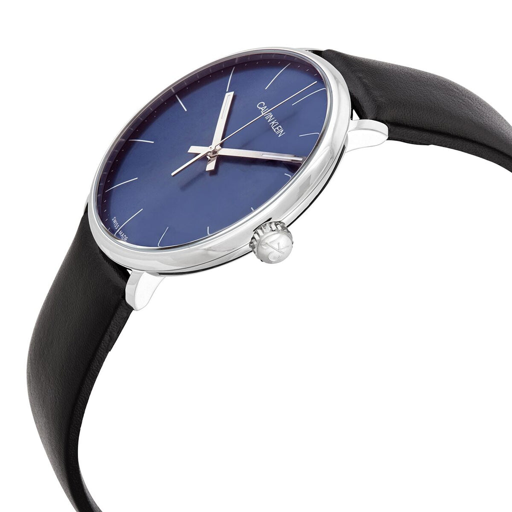 Calvin Klein High Noon Quartz Blue Dial Black Leather Strap Watch for Men - K8M211CN Watches Calvin Klein   