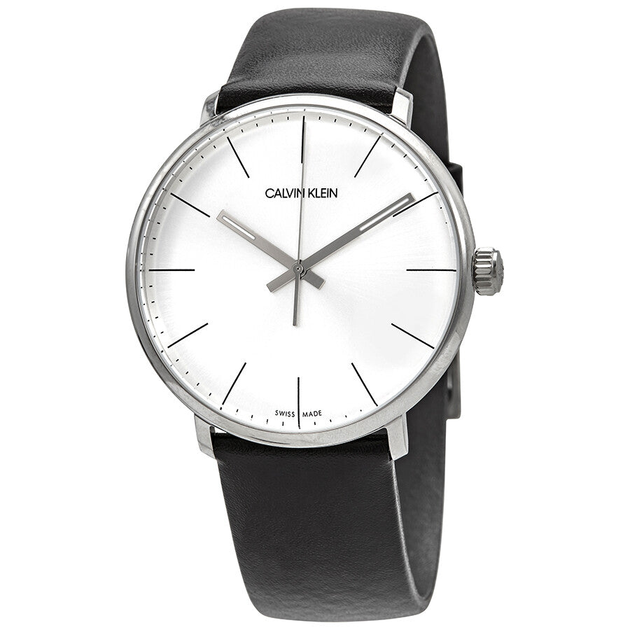 Calvin Klein High Noon Quartz White Dial Black Leather Strap Watch for Men - K8M211C6 Watches Calvin Klein   