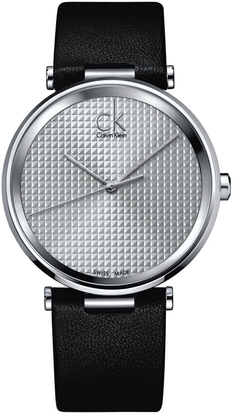 Calvin Klein Sight Silver Dial Black Leather Strap Watch for Men - K1S21120 Watches Calvin Klein   