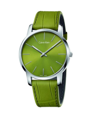 Calvin Klein City Green Dial Green Leather Strap Watch for Men - K2G211WL Watches Calvin Klein   