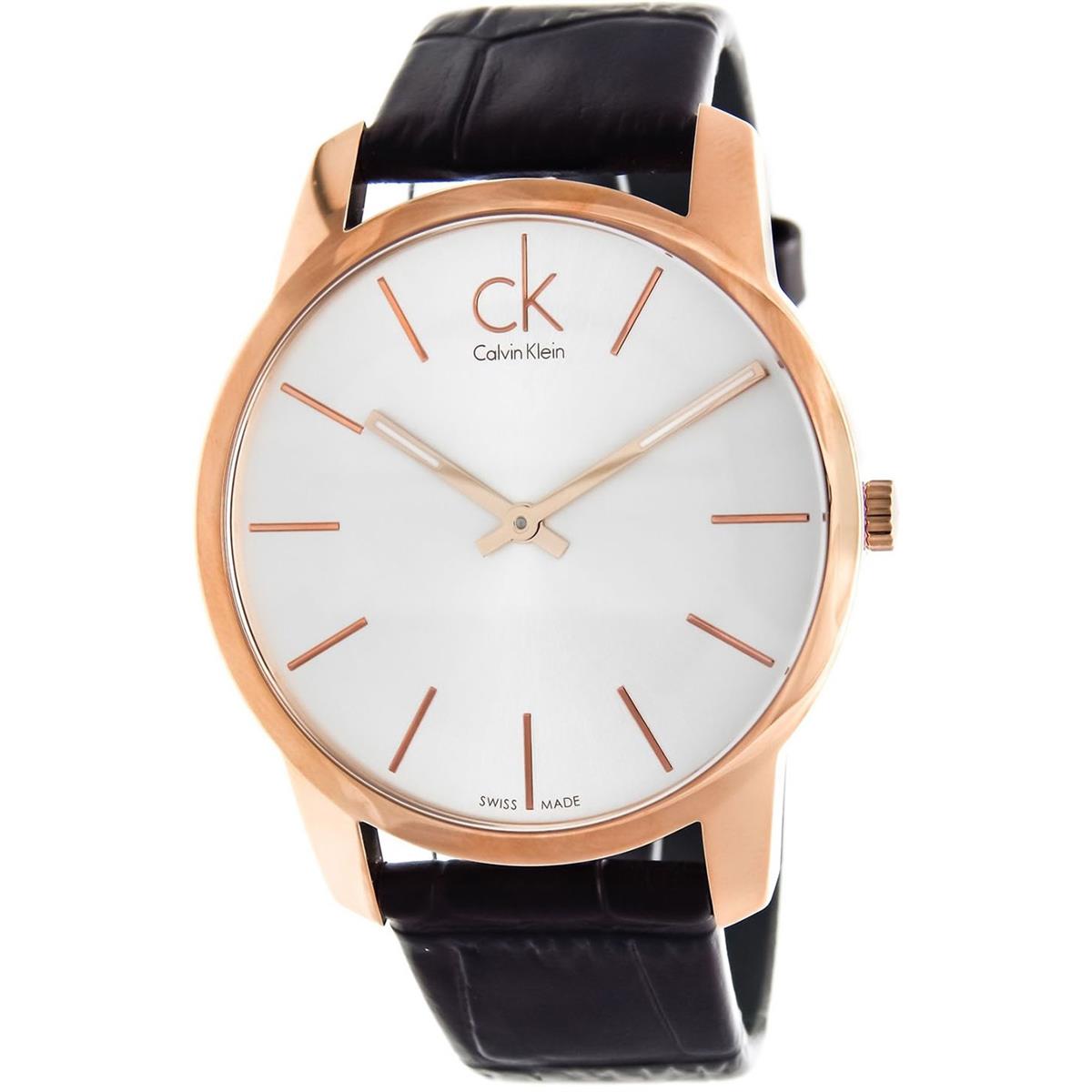 Calvin Klein City White Dial Brown Leather Strap Watch for Men - K2G21629 Watches Calvin Klein   