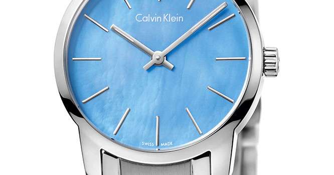 Calvin Klein City Mother of Pearl Blue Dial Silver Steel Strap Watch for Women - K2G2314X Watches Calvin Klein   