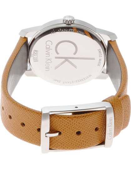 Calvin Klein City Silver Dial Orange Leather Strap Watch for Women - K2G231G6 Watches Calvin Klein   