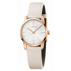 Calvin Klein City Silver Dial White Leather Strap Watch for Women - K2G236X6 Watches Calvin Klein   