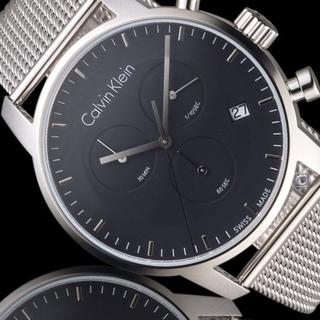 Calvin Klein City Chronograph Black Dial Silver Mesh Bracelet Watch for Men - K2G27121 Watches Calvin Klein   