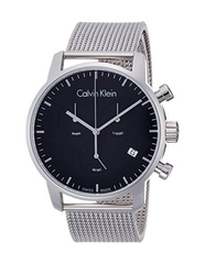 Calvin Klein City Chronograph Black Dial Silver Mesh Bracelet Watch for Men - K2G27121 Watches Calvin Klein   